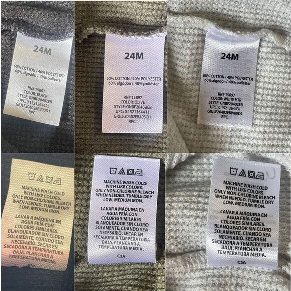 Toddler Boys Raglan Long Sleeves Bodysuit 24M Set of 3 Crewneck Snap/Button-up - Picture 7 of 7